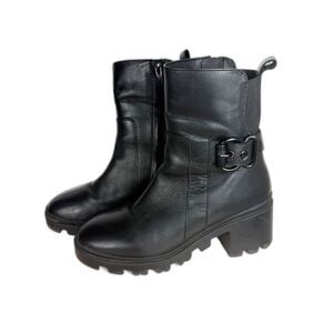 Vintage Foundry Co. Guilia Black Leather Lug Sole Ankle Boots Women’s 8 MSRP$220